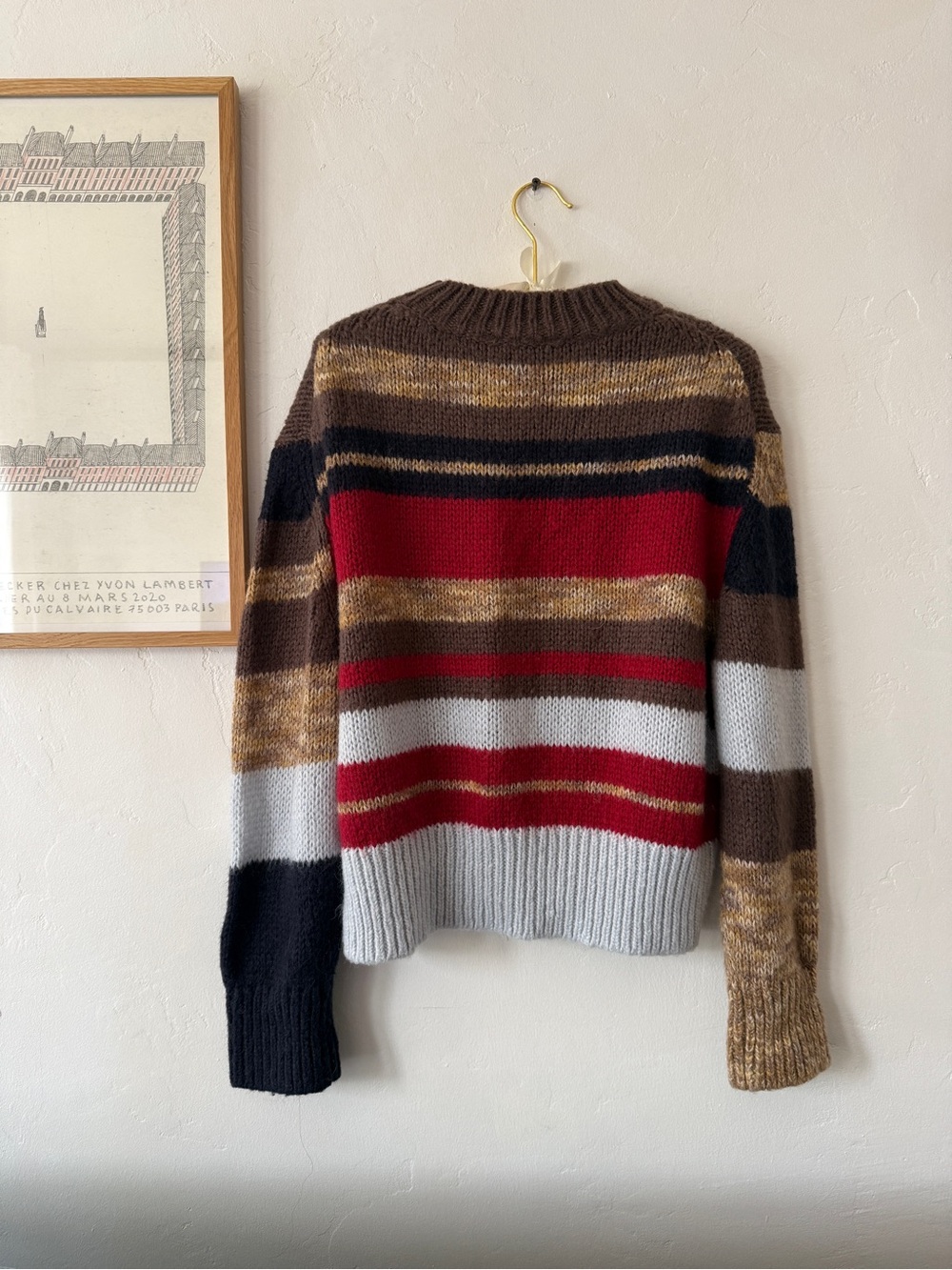Striped Crewneck Sweater in Brown, Red & Gray - Women - Picture 2 of 4